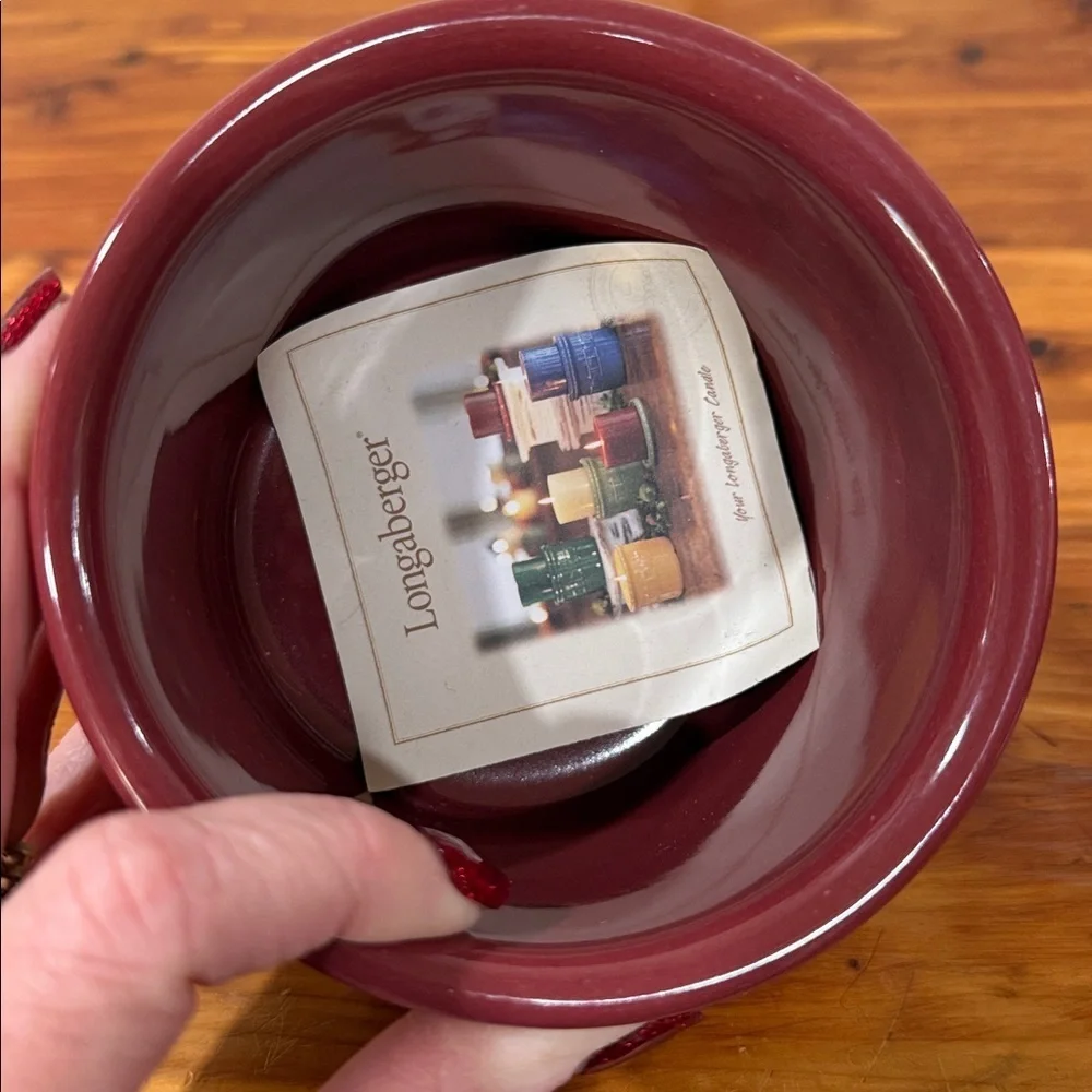 Longaberger One Pint Salt Crock w/ Lid in Paprika